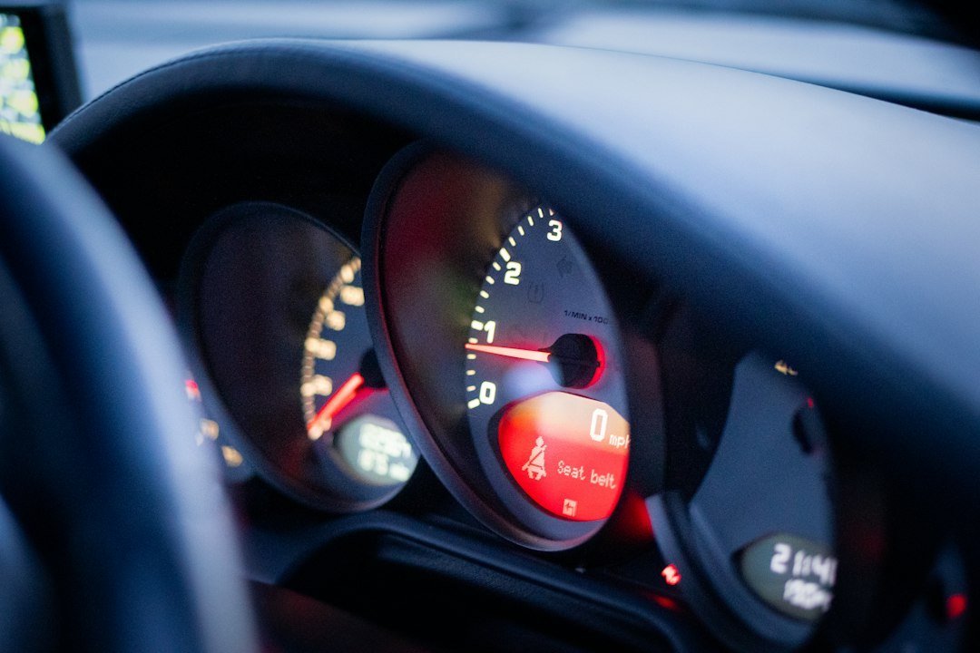 car dashboard warning lights close up