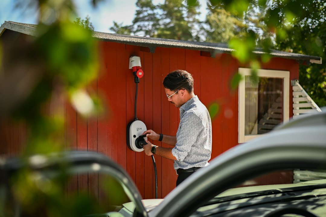 electric car charging outdoors