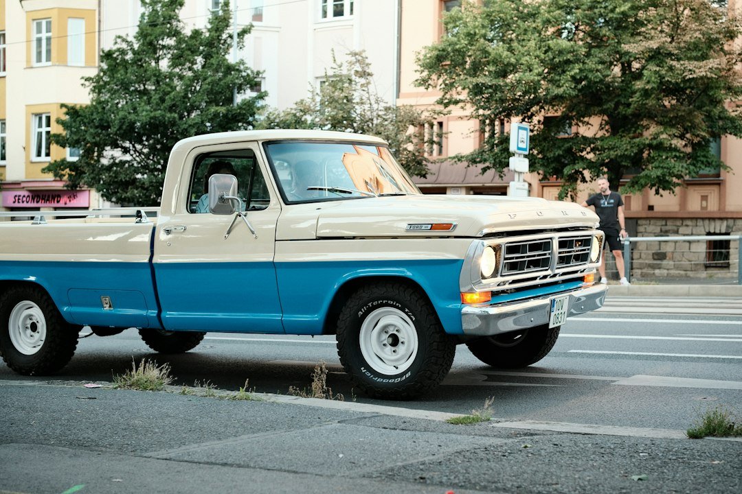 compact pickup truck city street